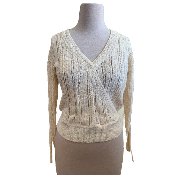 ASTR The Label Pointelle Wrap Front Cream Sweater – Size M – New with Tags - Picture 1 of 3